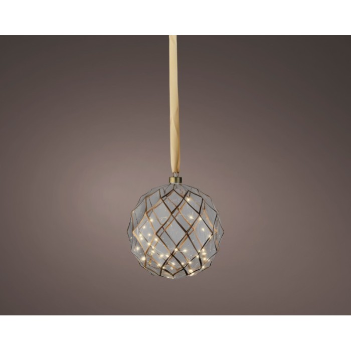 ORNAMENTO VETRO 40 LED ORO D.19